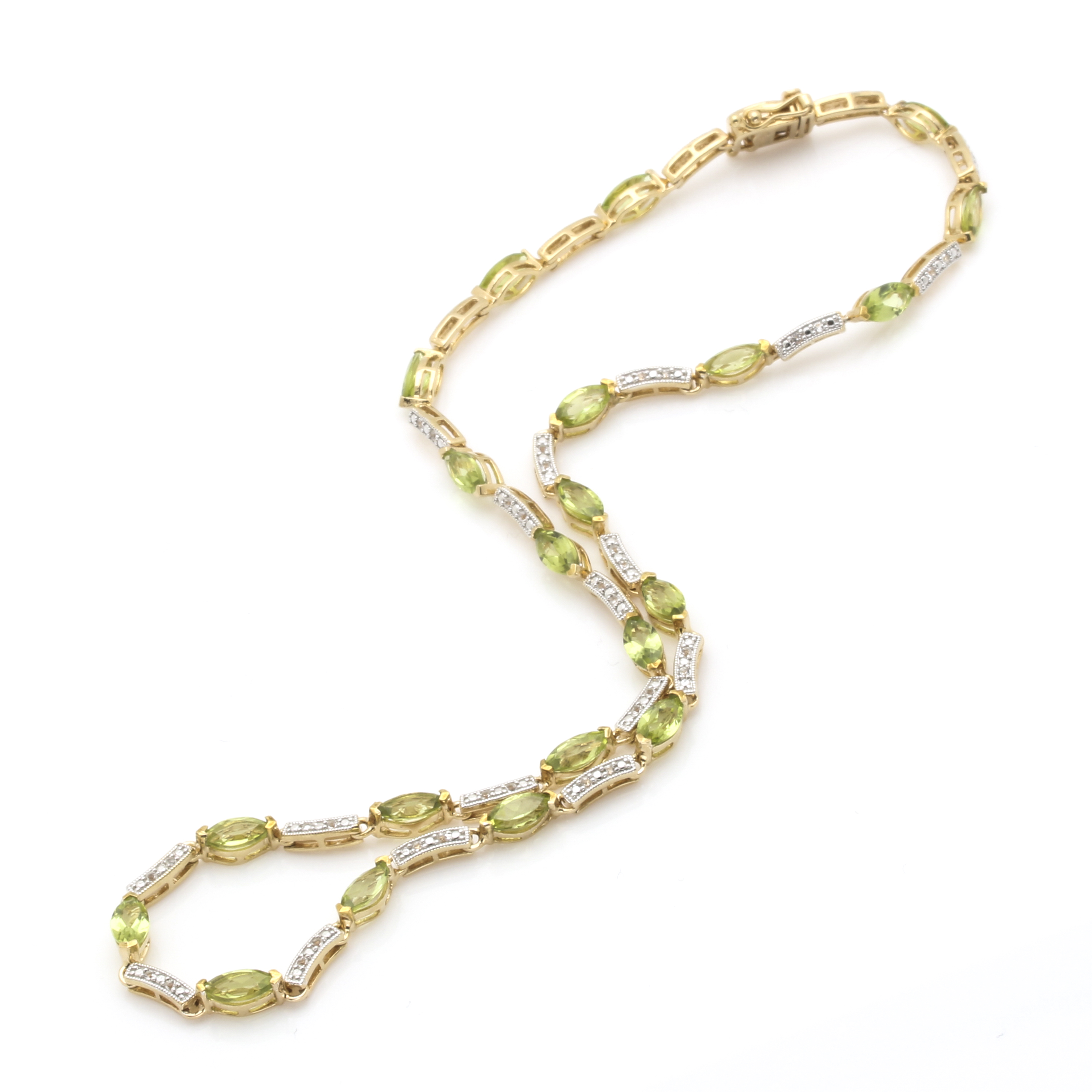 Sterling Silver Gold Wash Peridot and White Topaz Necklace