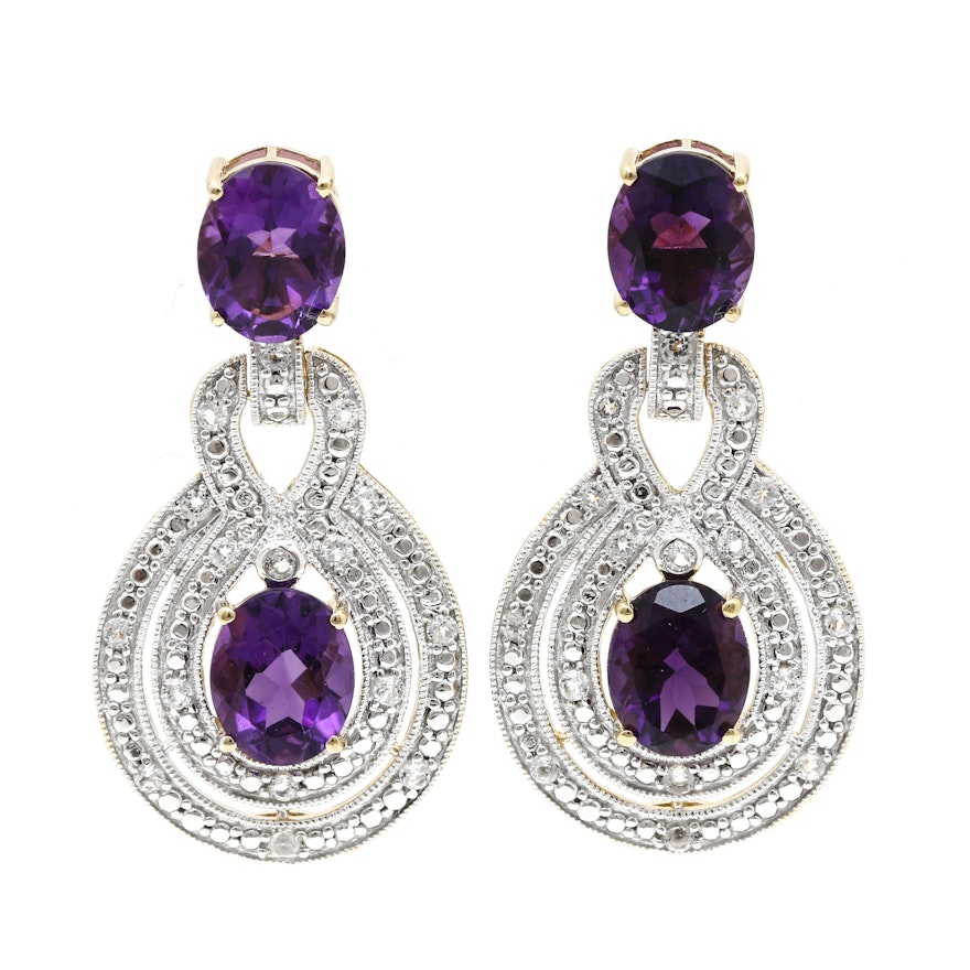 Sterling Silver Amethyst and White Topaz Earrings