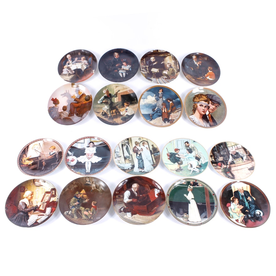 Collection of Knowles China Collector Plates with Norman Rockwell Art