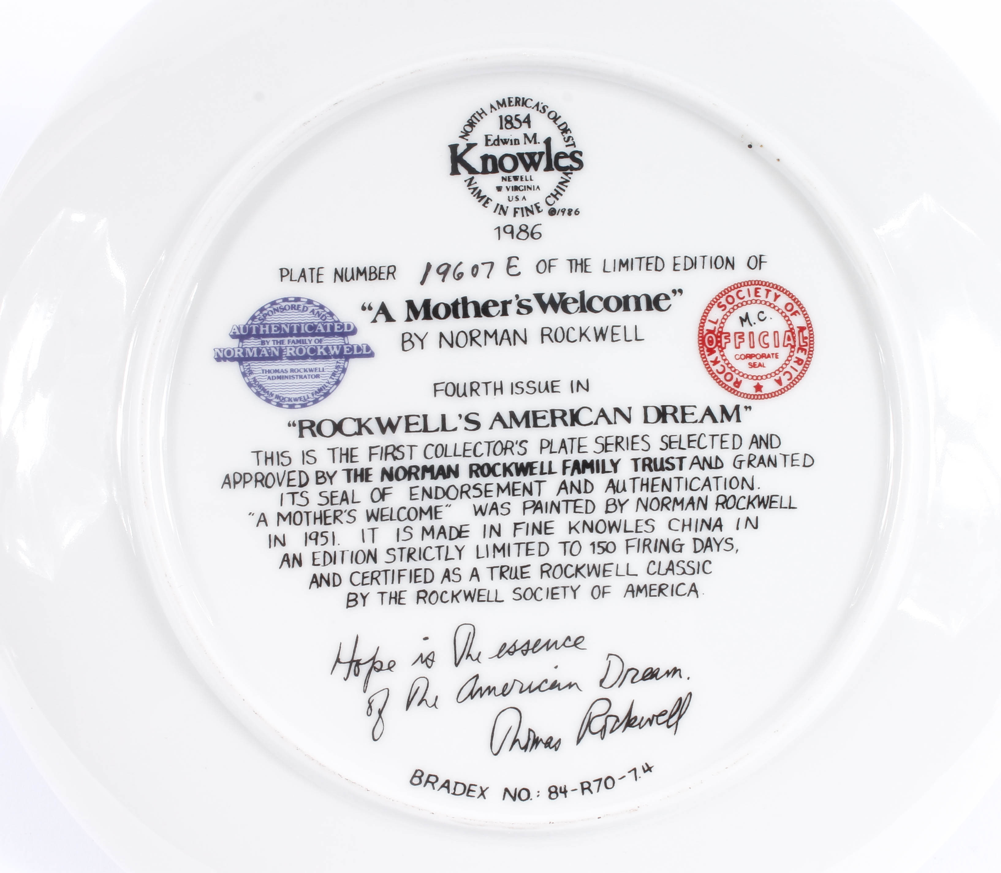 Collection of Knowles China Collector Plates with Norman Rockwell Art