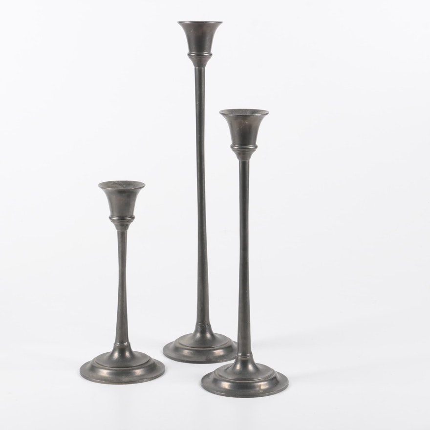 Old World Pewter Candleholders