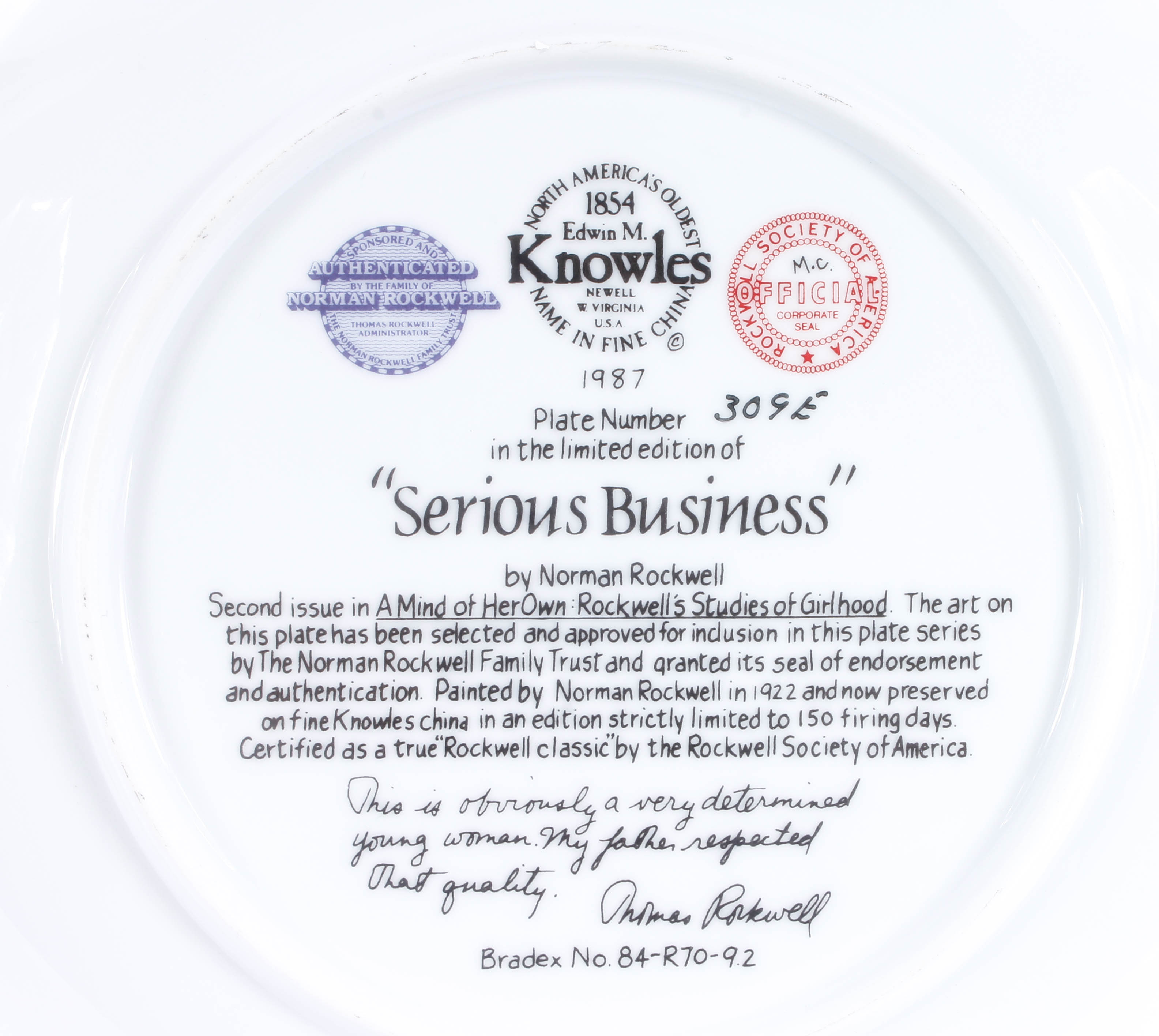 Collection of Knowles China Collector Plates with Norman Rockwell Art