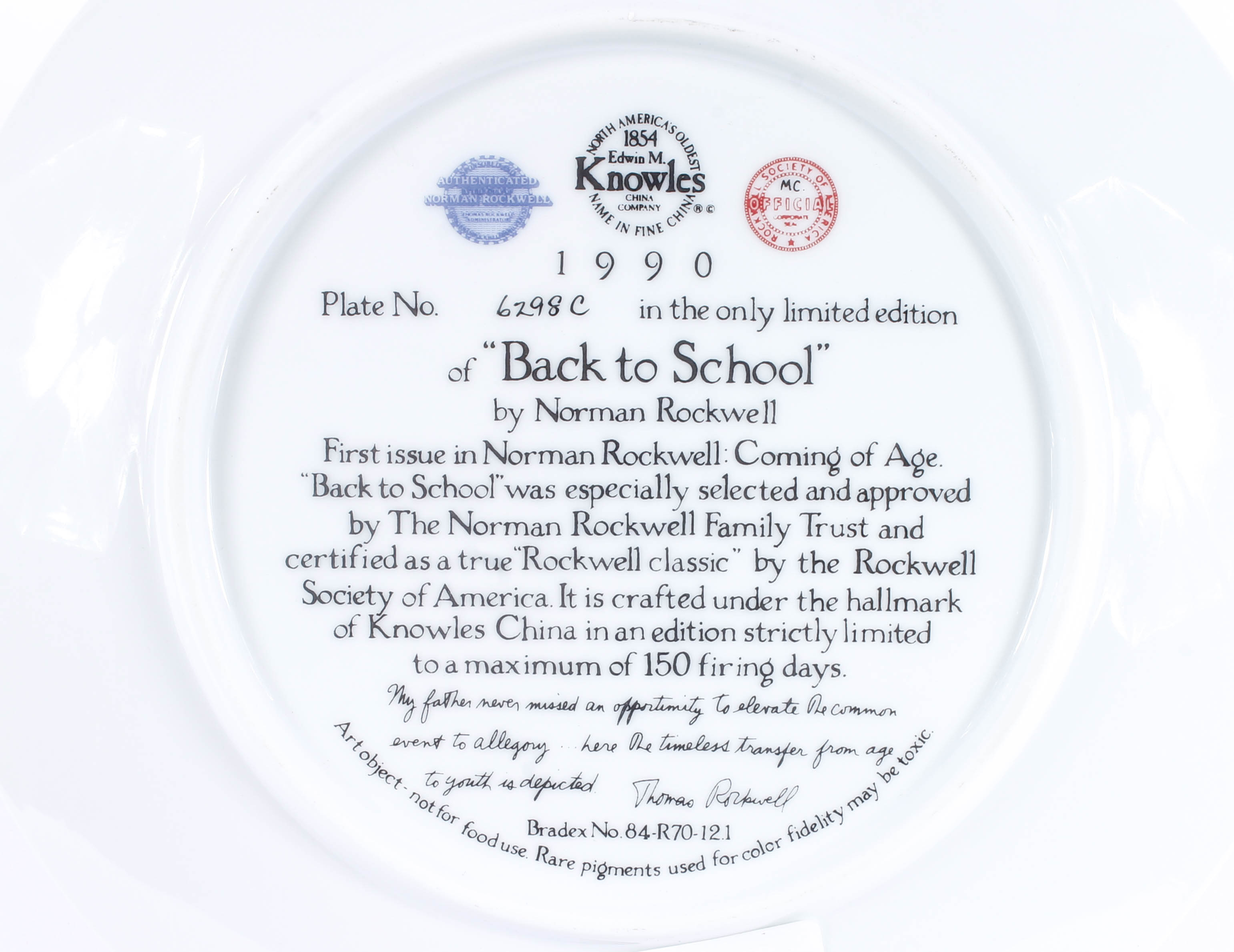 Collection of Knowles China Collector Plates with Norman Rockwell Art