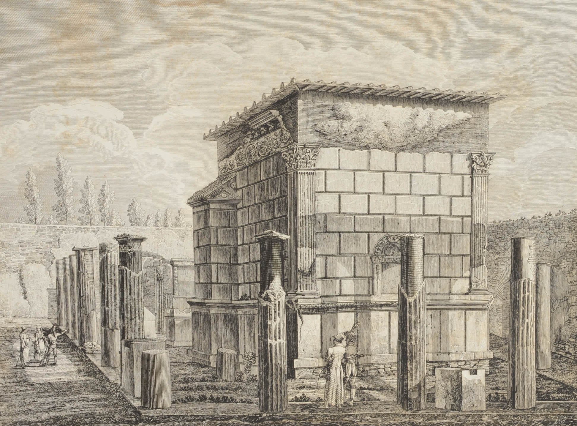 Two Antique Etchings of Historic Monuments
