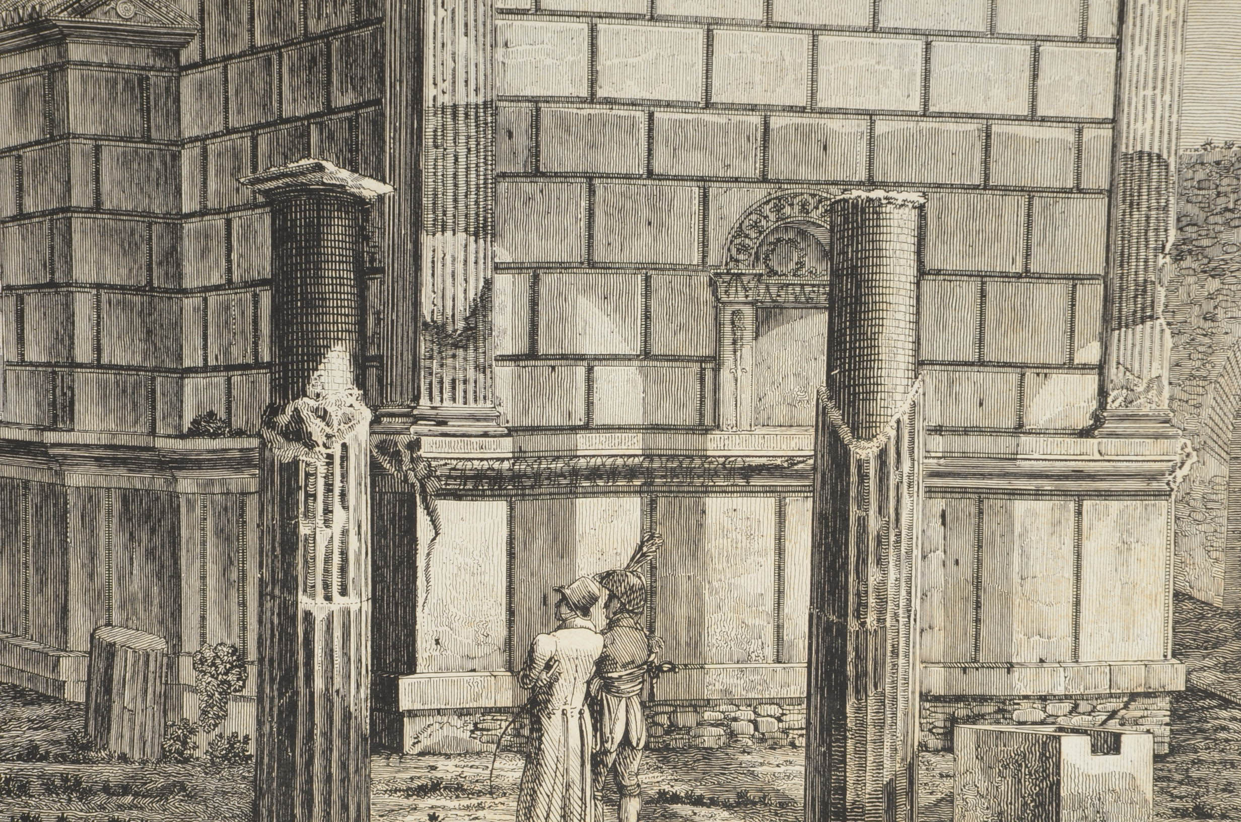 Two Antique Etchings of Historic Monuments