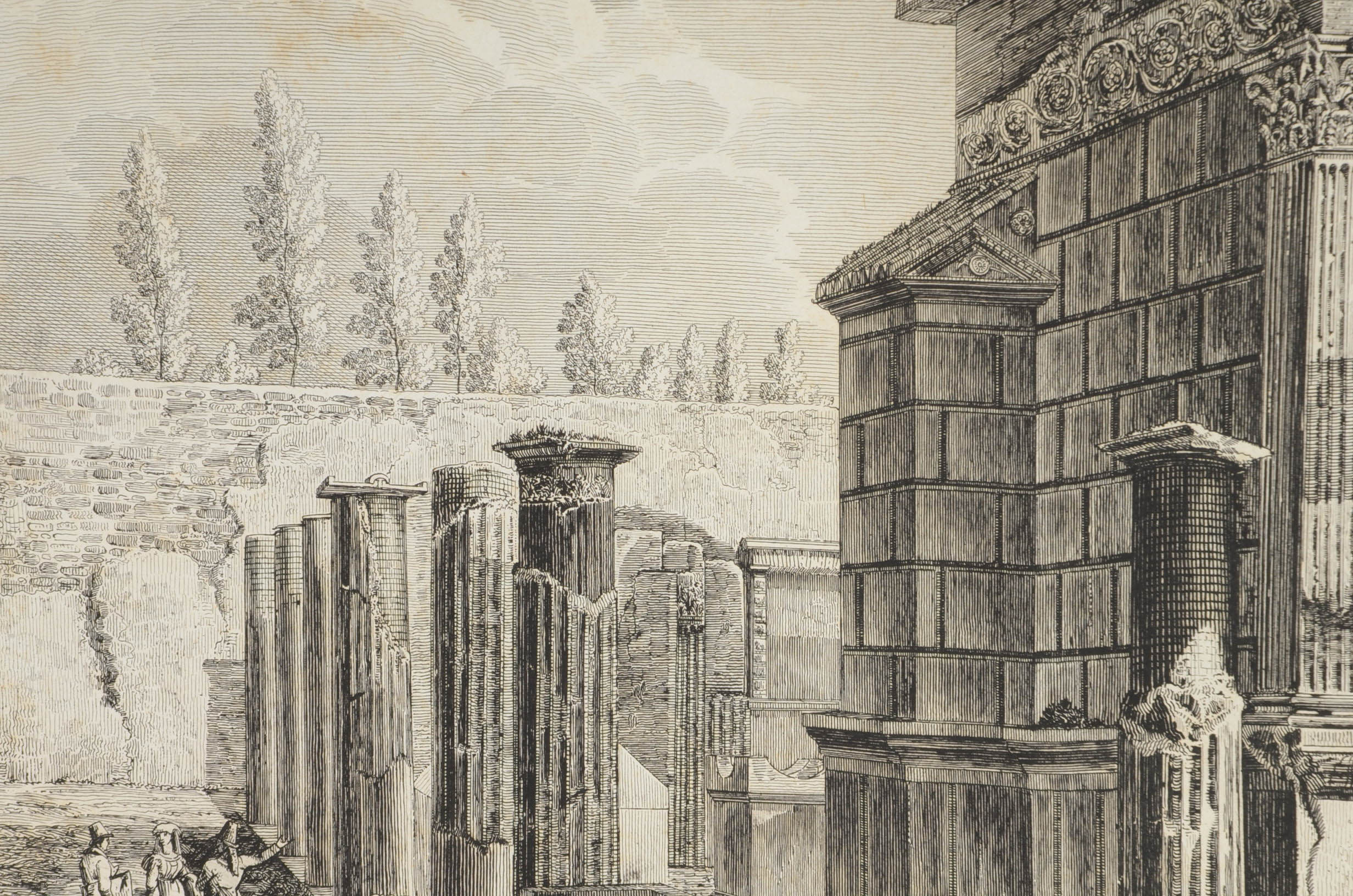 Two Antique Etchings of Historic Monuments