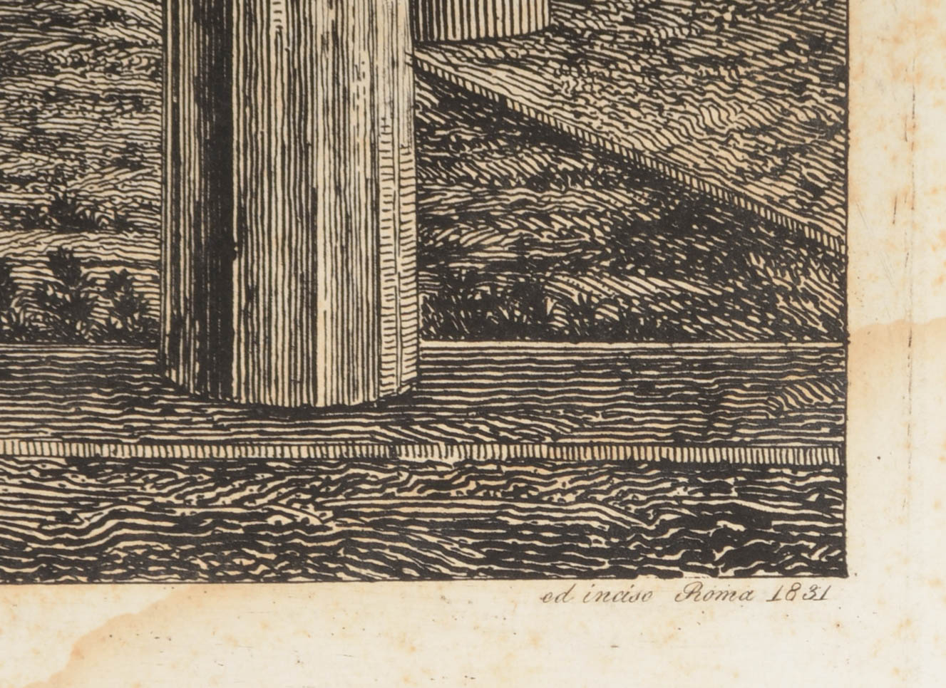 Two Antique Etchings of Historic Monuments