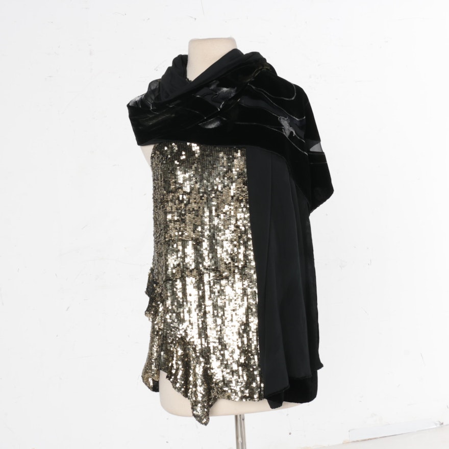 Women's 3.1 Phillip Lim Silk Top and Velvet Cape