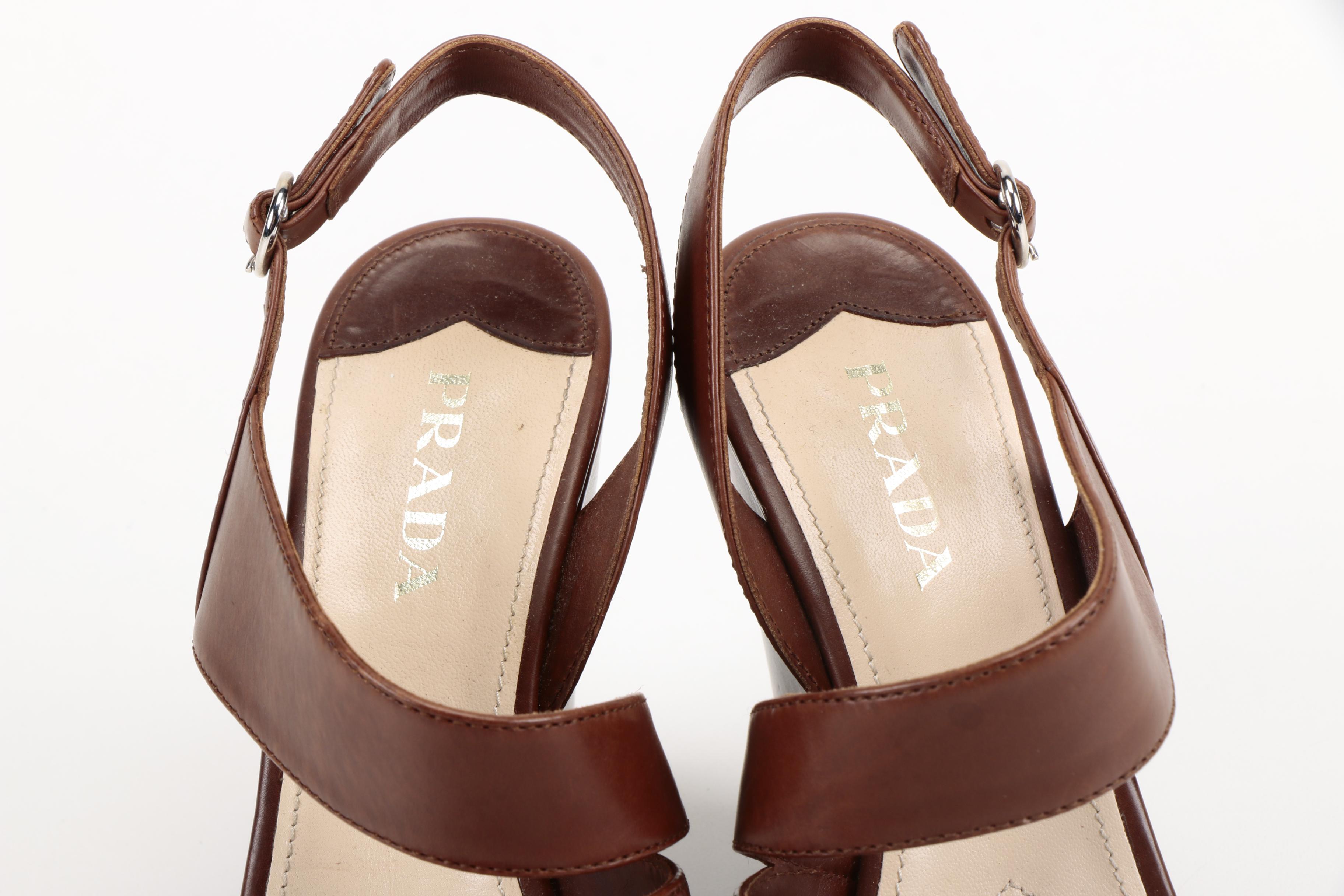 Prada Brown Leather Platforms
