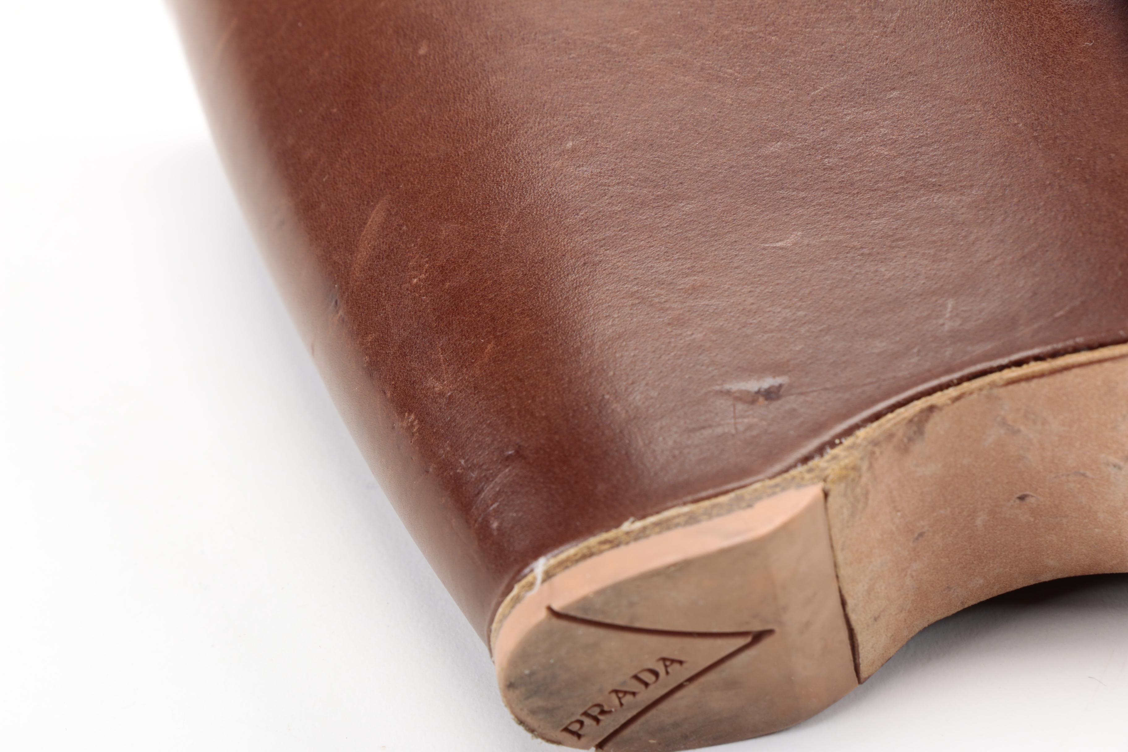 Prada Brown Leather Platforms