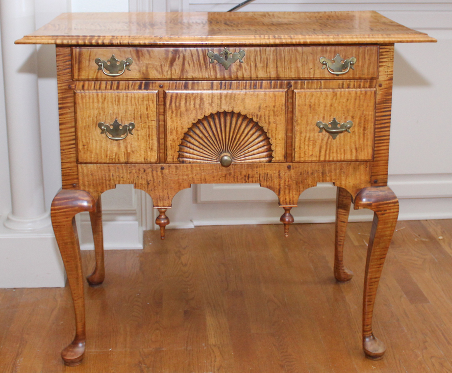 Handcrafted Tiger Maple Lowboy by Dan Foster