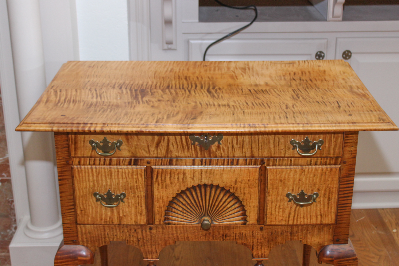 Handcrafted Tiger Maple Lowboy by Dan Foster