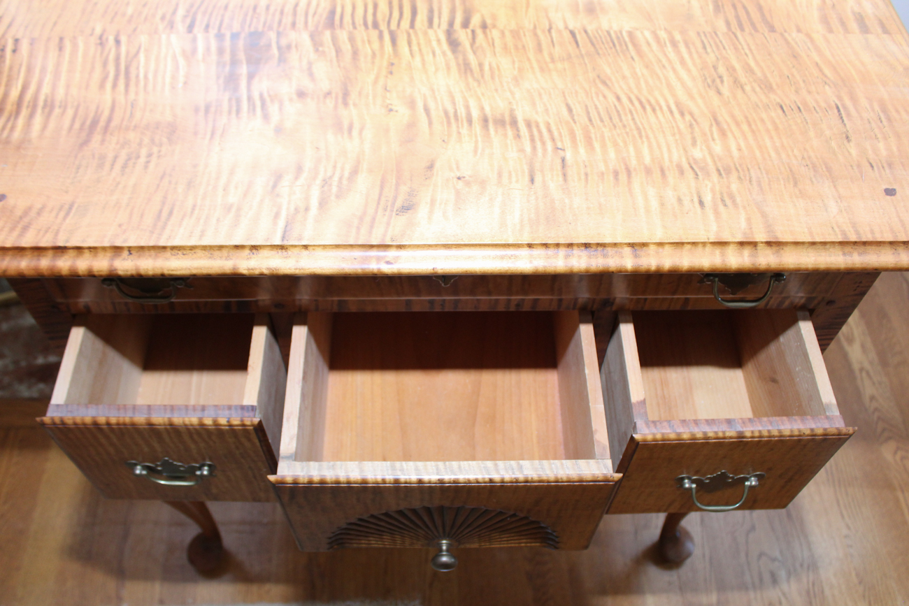 Handcrafted Tiger Maple Lowboy by Dan Foster