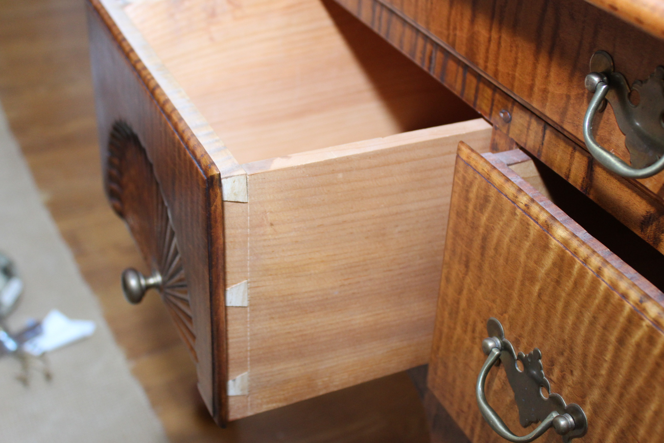 Handcrafted Tiger Maple Lowboy by Dan Foster