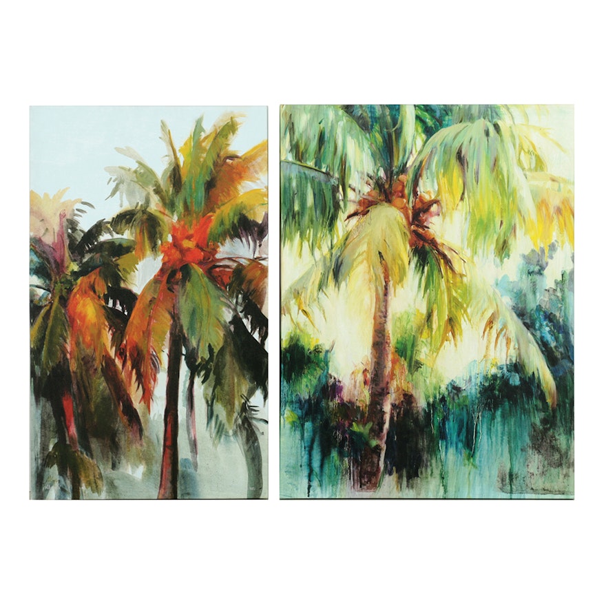 Pair of Giclées After Allyson Krowitz "Island Palm" and "Sunset Palm"