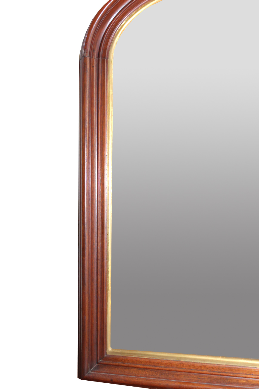 Vintage Arched Walnut Wall Mirror