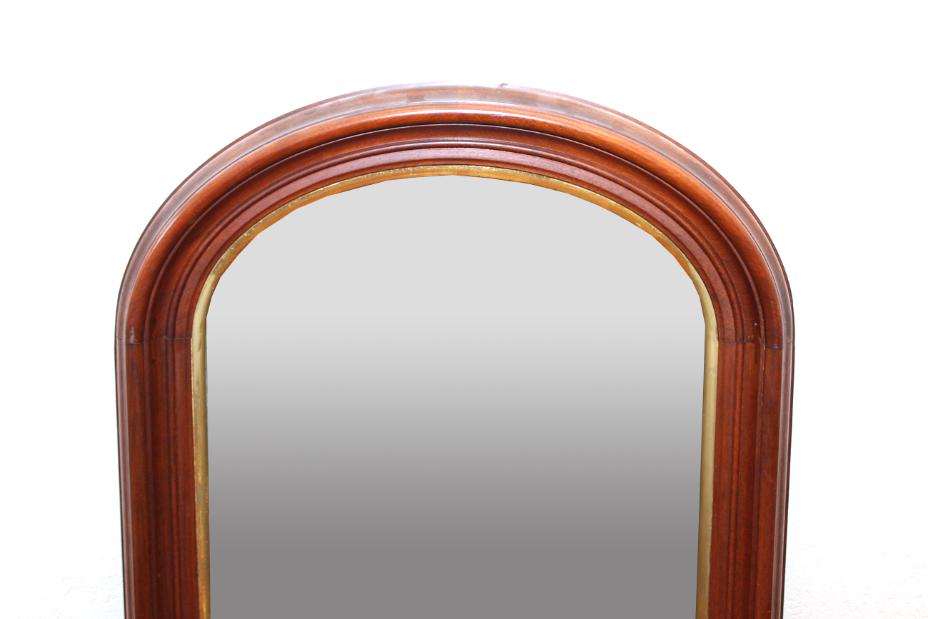 Vintage Arched Walnut Wall Mirror