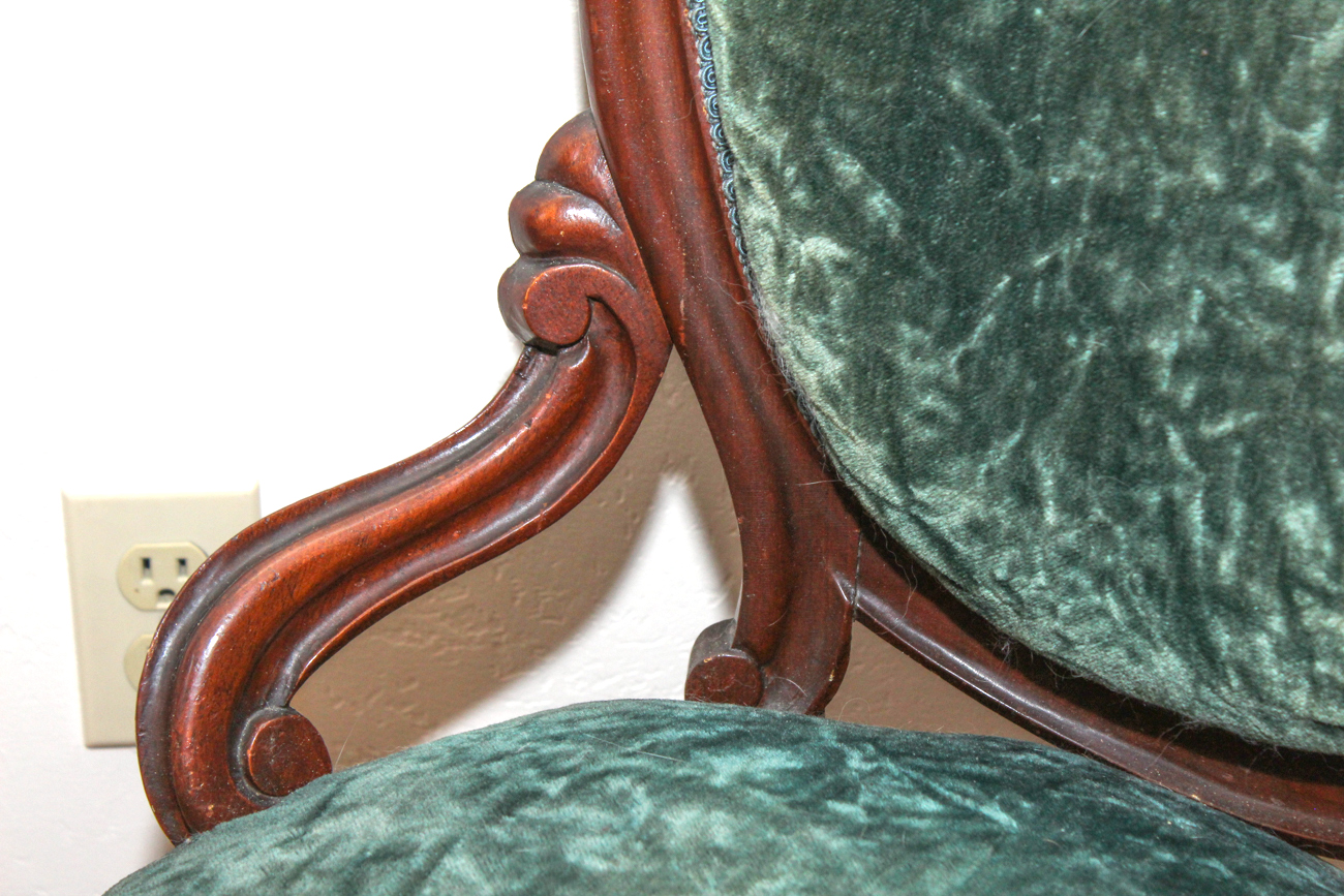 Antique Upholstered Balloon-Back Chair