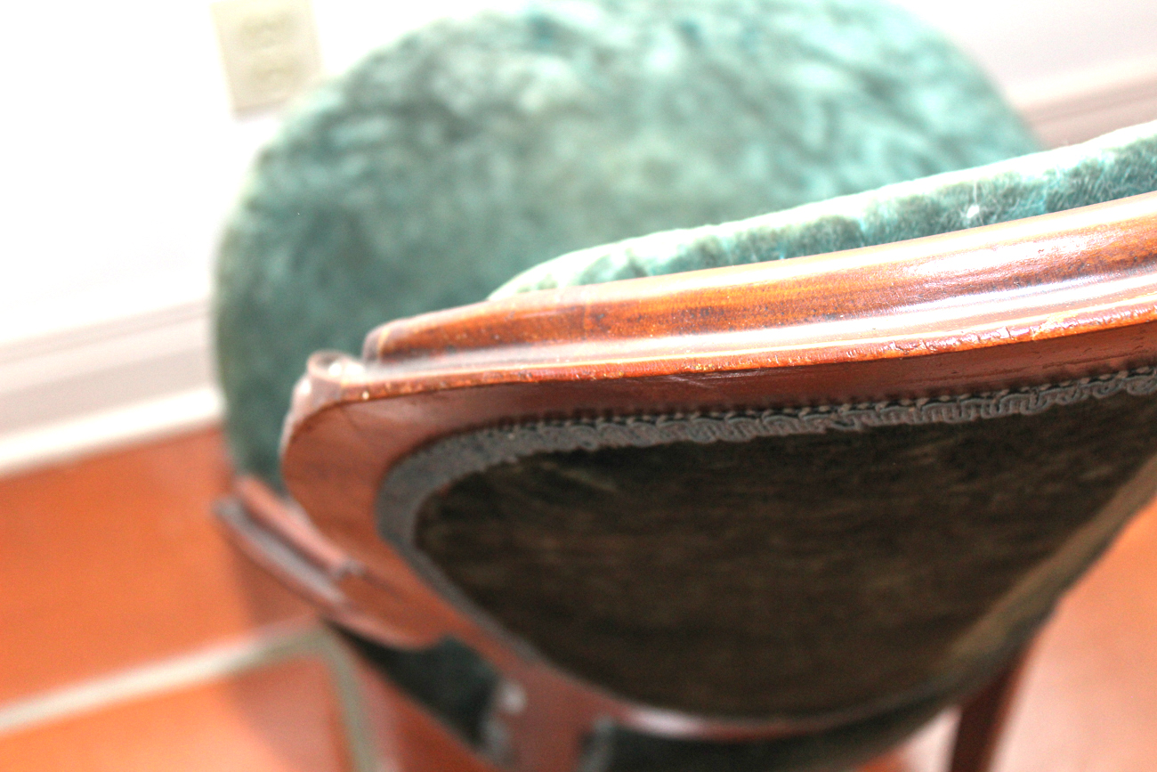 Antique Upholstered Balloon-Back Chair