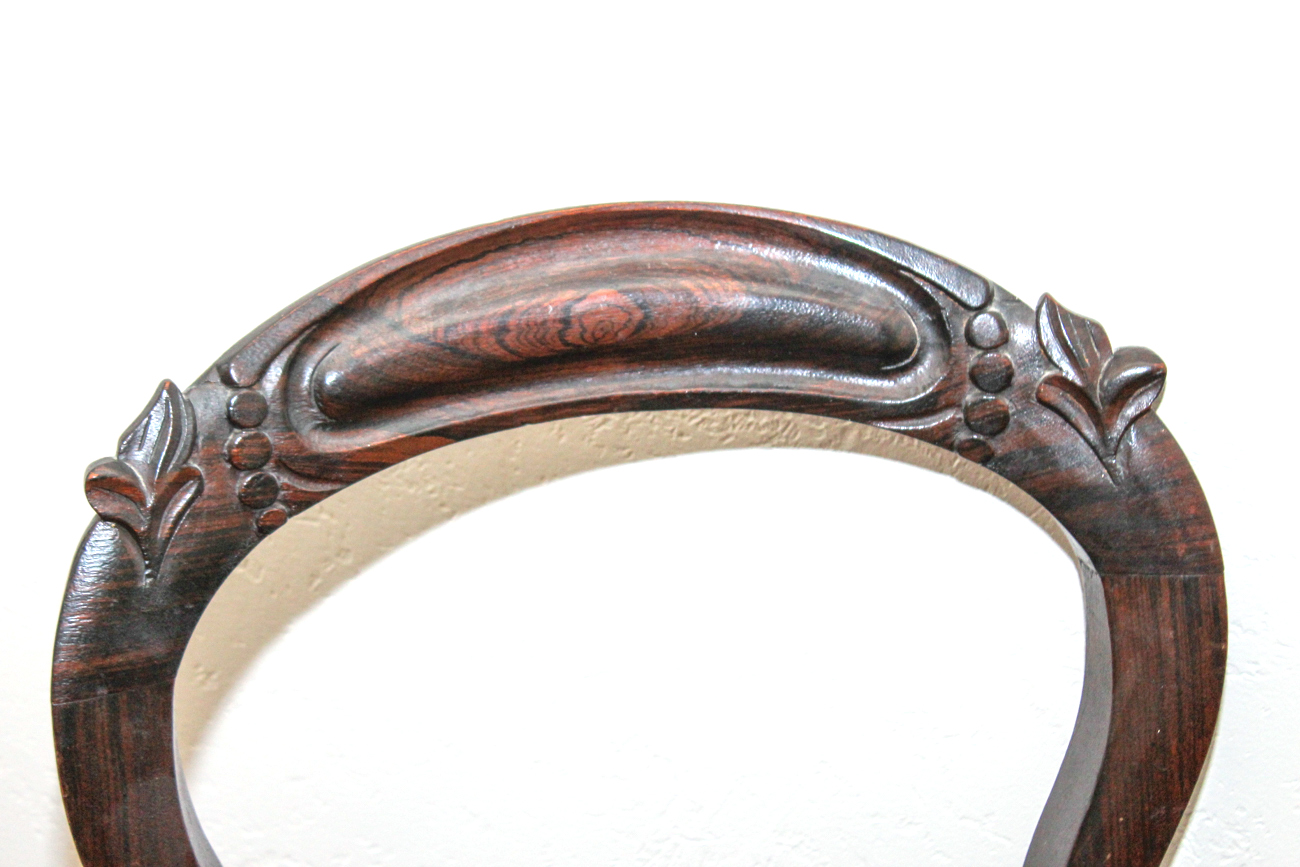 Antique Rosewood Balloon-Back Chair and Footstool