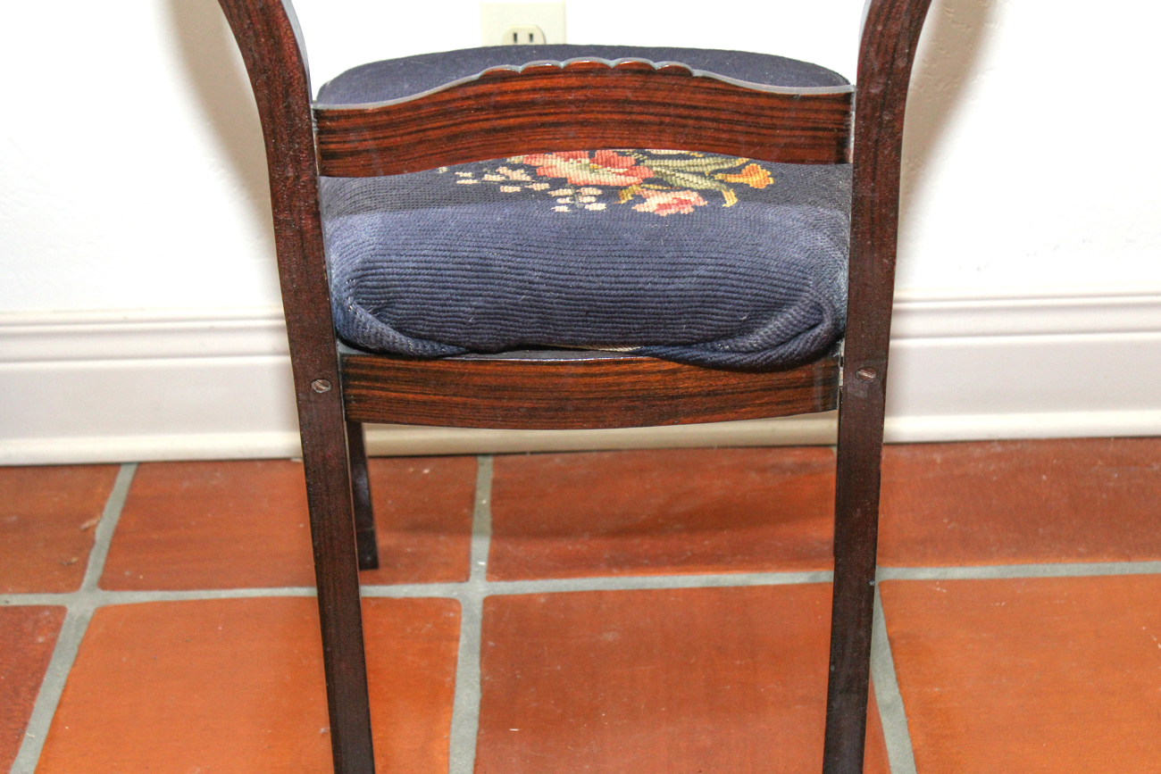 Antique Rosewood Balloon-Back Chair and Footstool