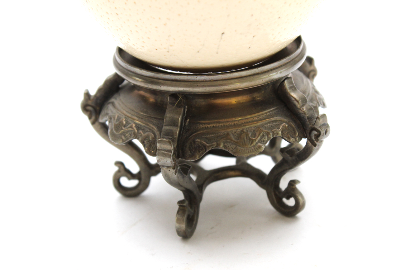 Ostrich Egg With An Ornate Metal Stand