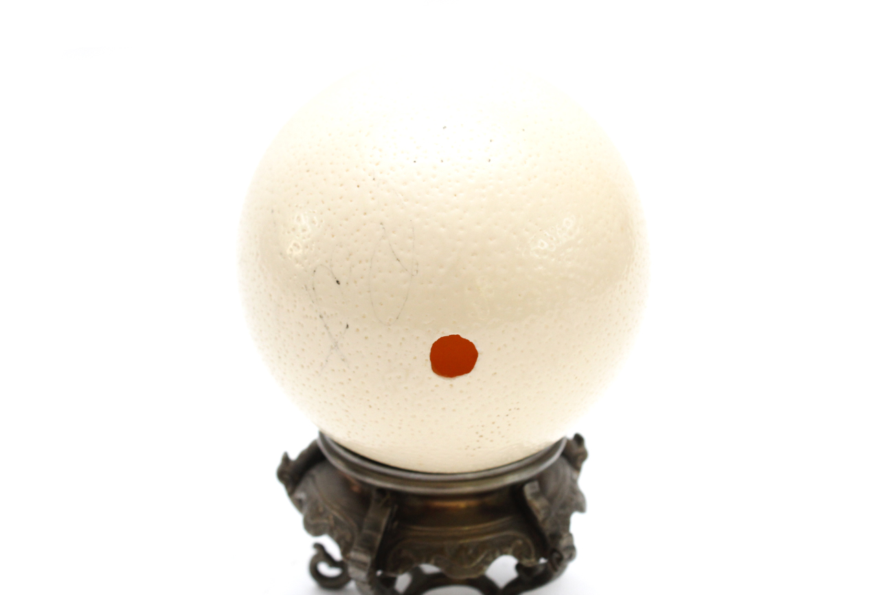 Ostrich Egg With An Ornate Metal Stand