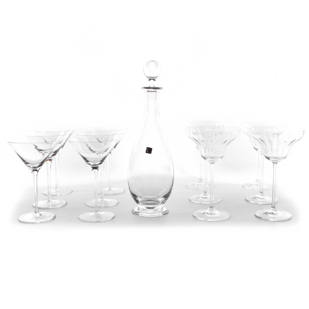 Barware Grouping Featuring Towle and Krisla Crystal