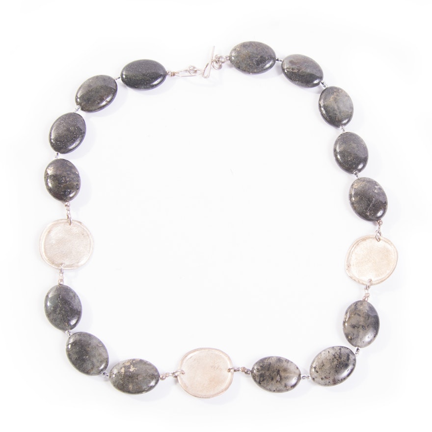 Sterling Silver Agate Bead Necklace