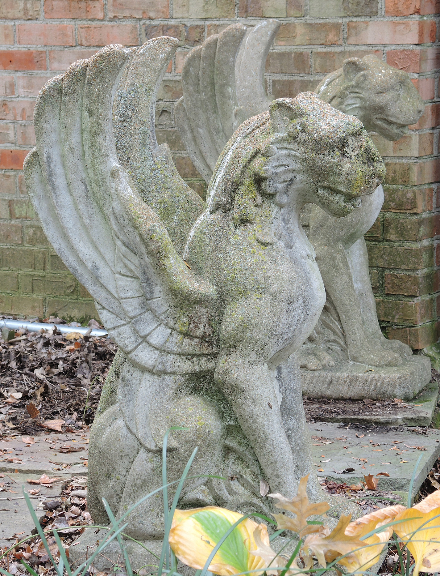 Griffin Winged Lion Garden Statue Pair