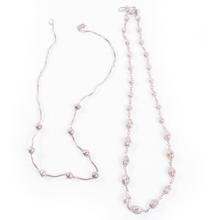 Vintage Sterling Silver Bead Necklaces