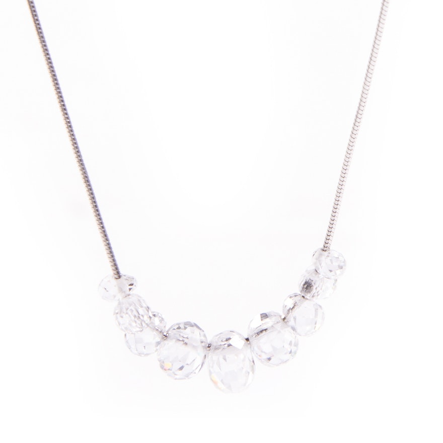 Sterling Silver Tapered Cubic Zirconia Briolette Necklace