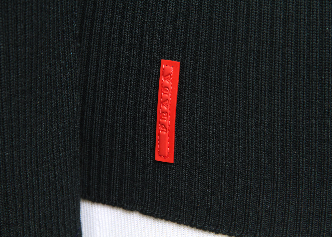 Prada Dark Green Ribbed Knit Zipper Front Sweater