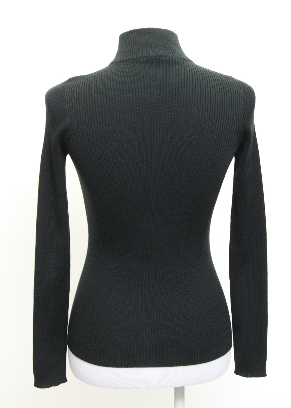 Prada Dark Green Ribbed Knit Zipper Front Sweater