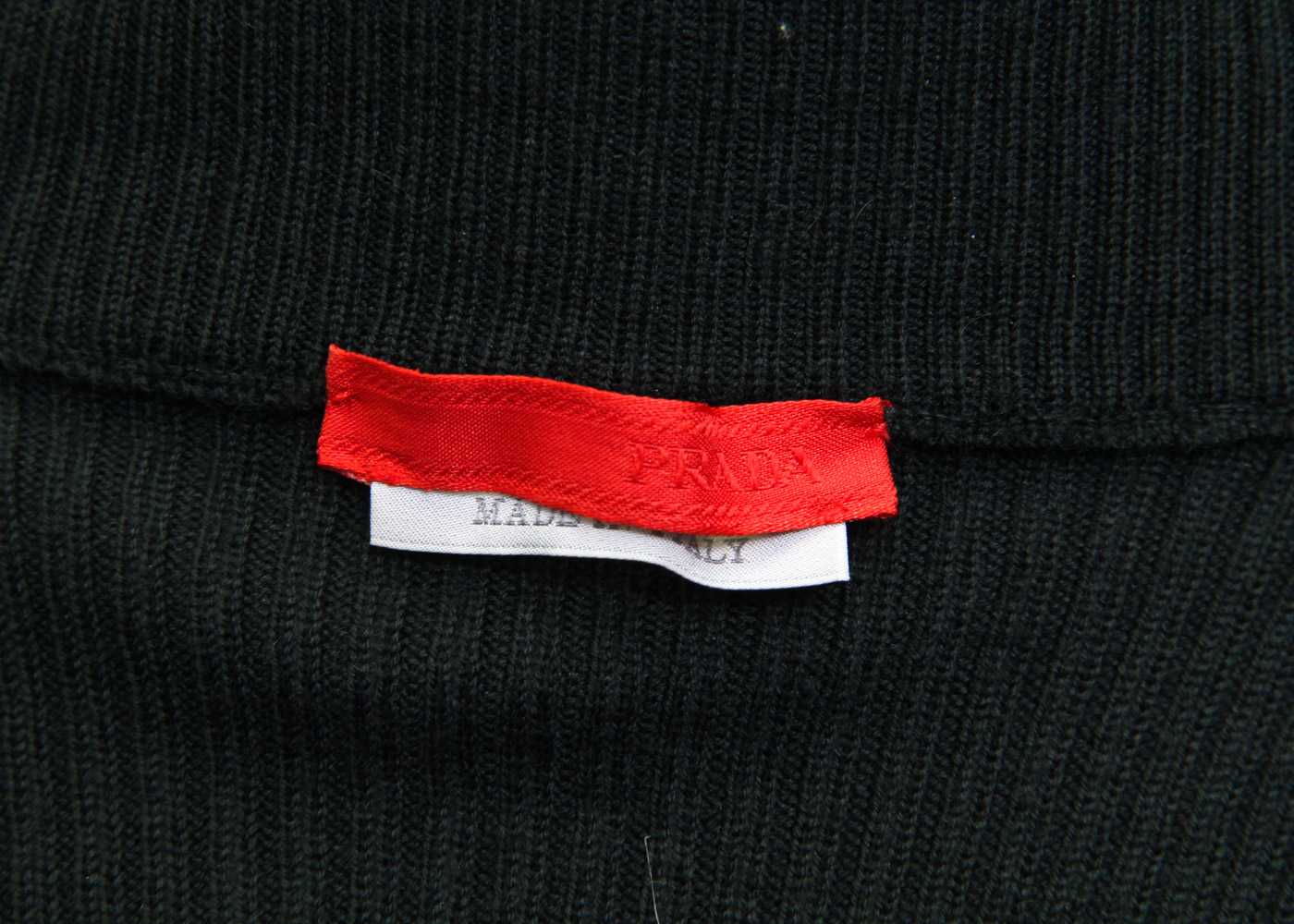 Prada Dark Green Ribbed Knit Zipper Front Sweater