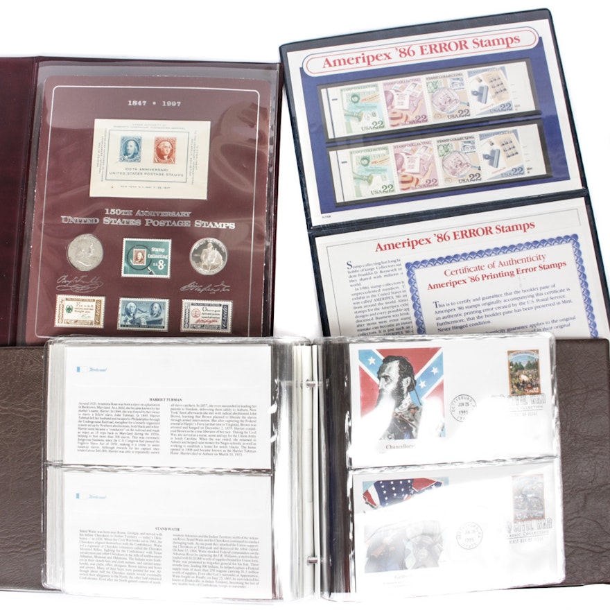 Presentation U.S. Stamps and Civil War Covers with Silver Coins