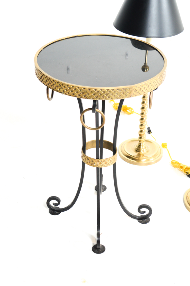 Quincy Lamps by Fredrick Cooper and Granite Side Table