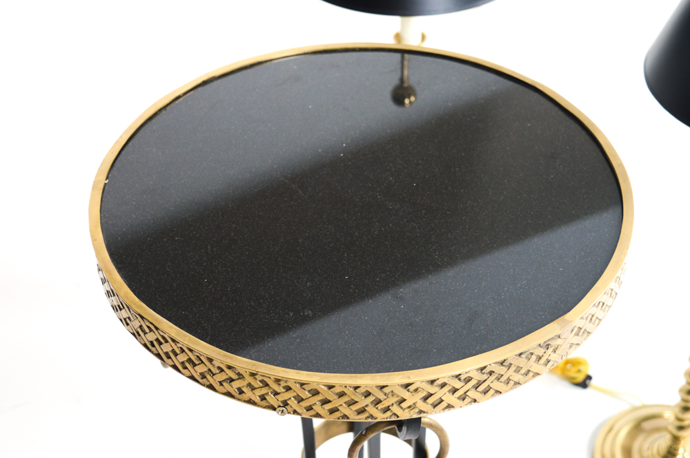 Quincy Lamps by Fredrick Cooper and Granite Side Table