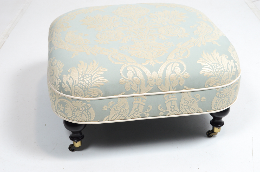 Eastern Accents Damask Print Jacquard Rolling Ottoman