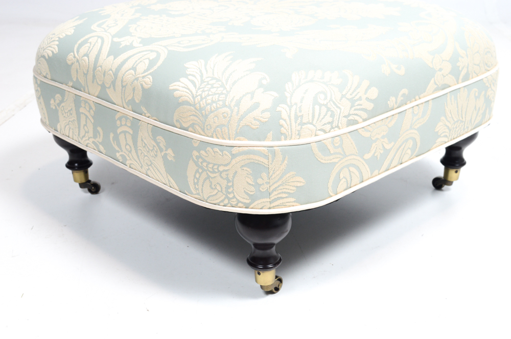 Eastern Accents Damask Print Jacquard Rolling Ottoman