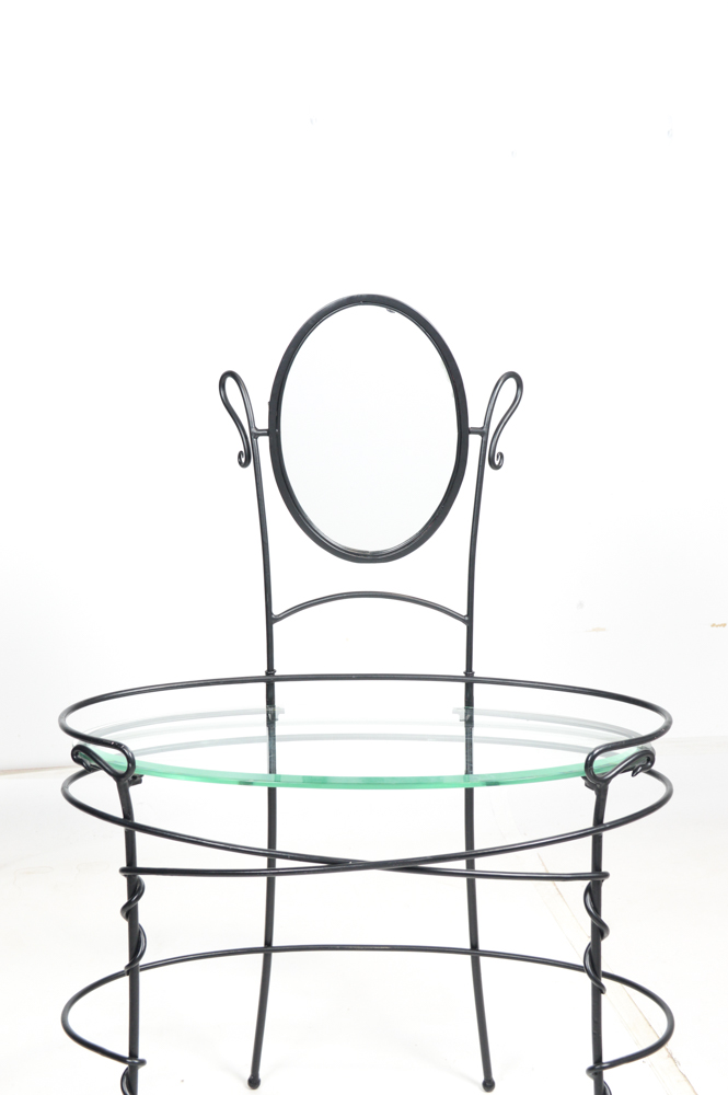 Oval Glass Top Vanity with Mirror