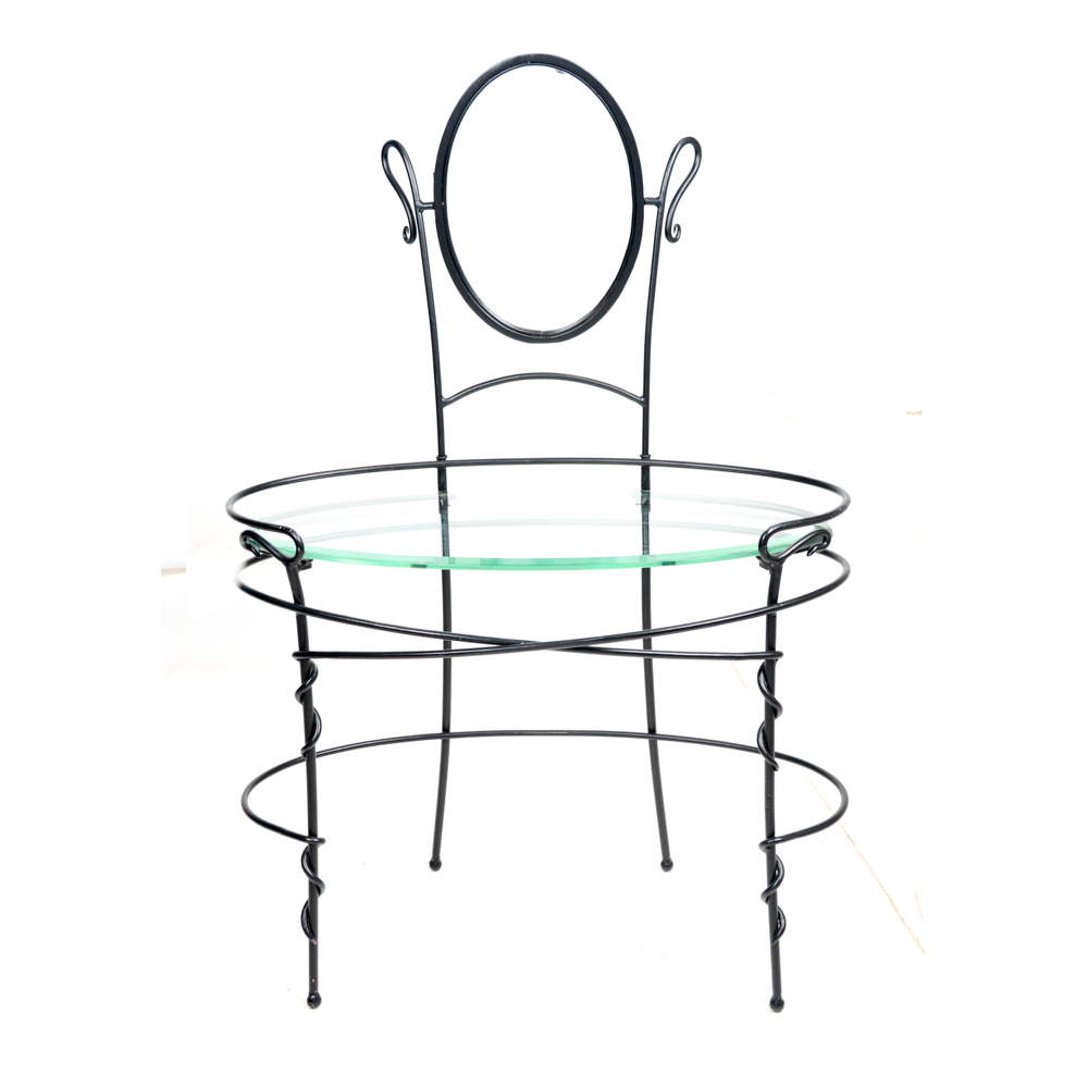 Oval Glass Top Vanity with Mirror