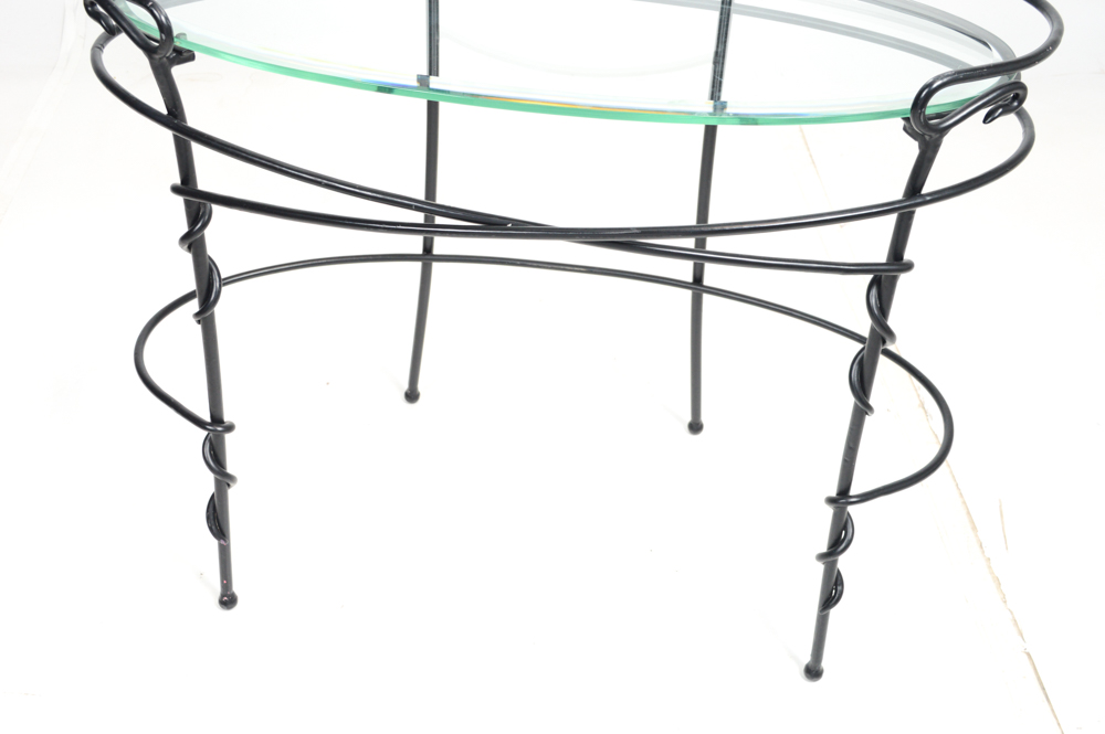 Oval Glass Top Vanity with Mirror