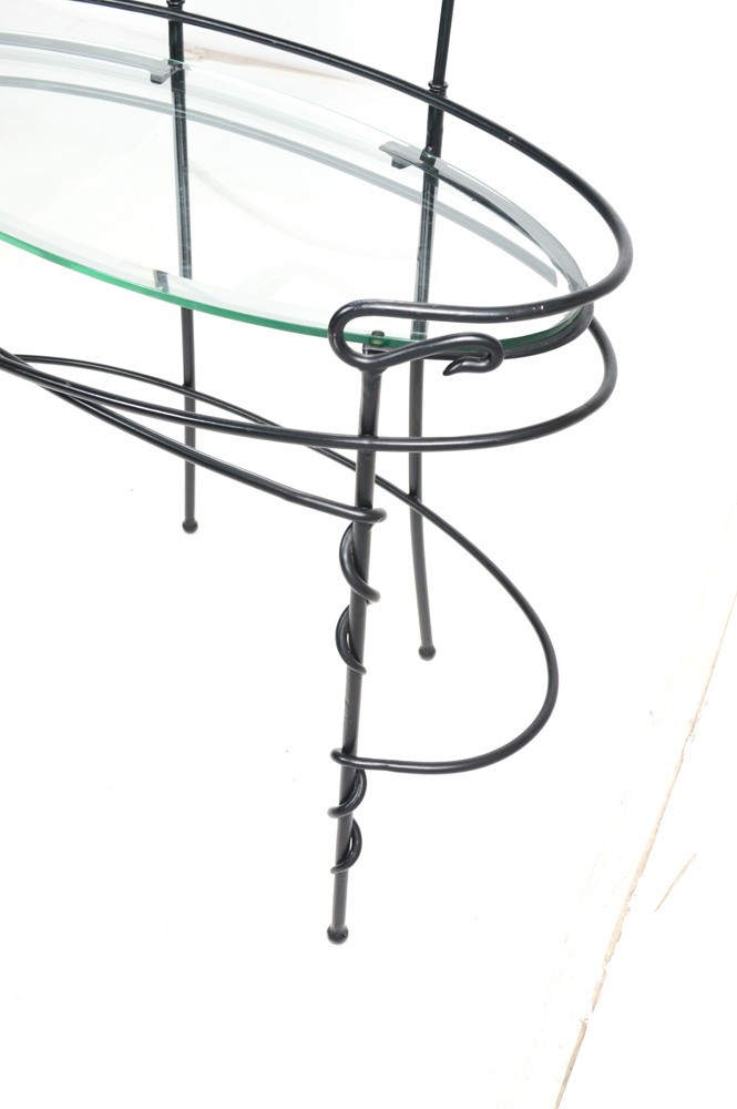 Oval Glass Top Vanity with Mirror