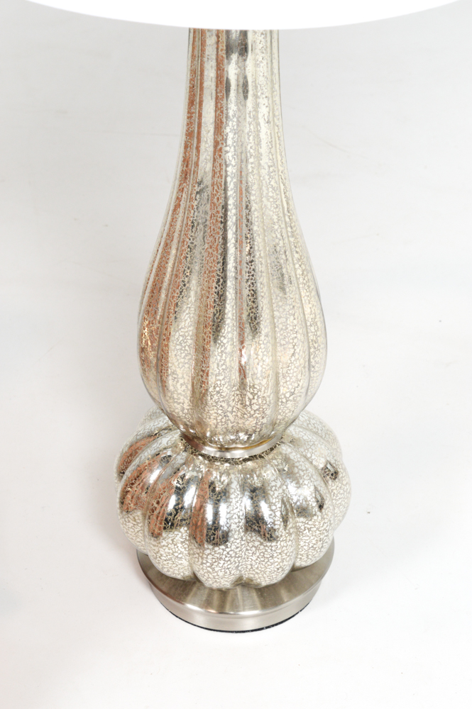 Tufted Vanity Chair with Mercury Glass Lamp