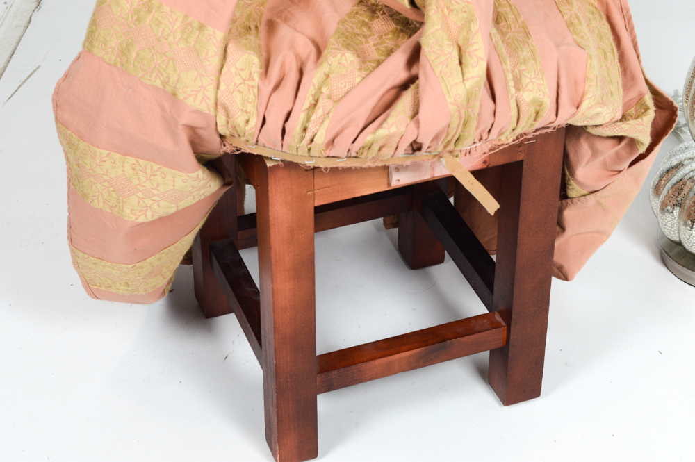 Tufted Vanity Chair with Mercury Glass Lamp