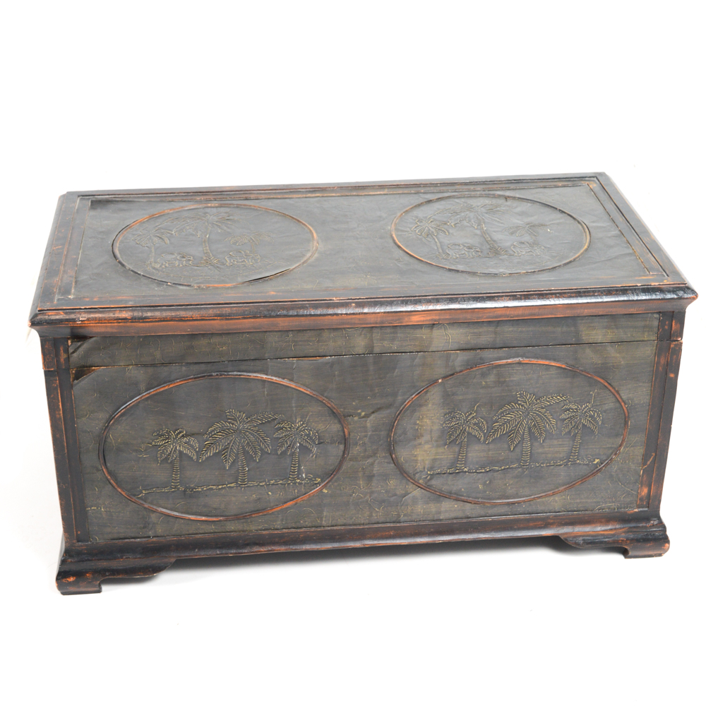 Tropical-Inspired Wooden Chest