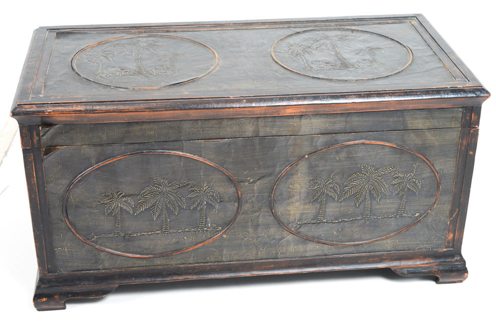 Tropical-Inspired Wooden Chest