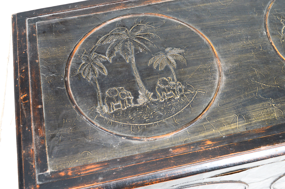 Tropical-Inspired Wooden Chest