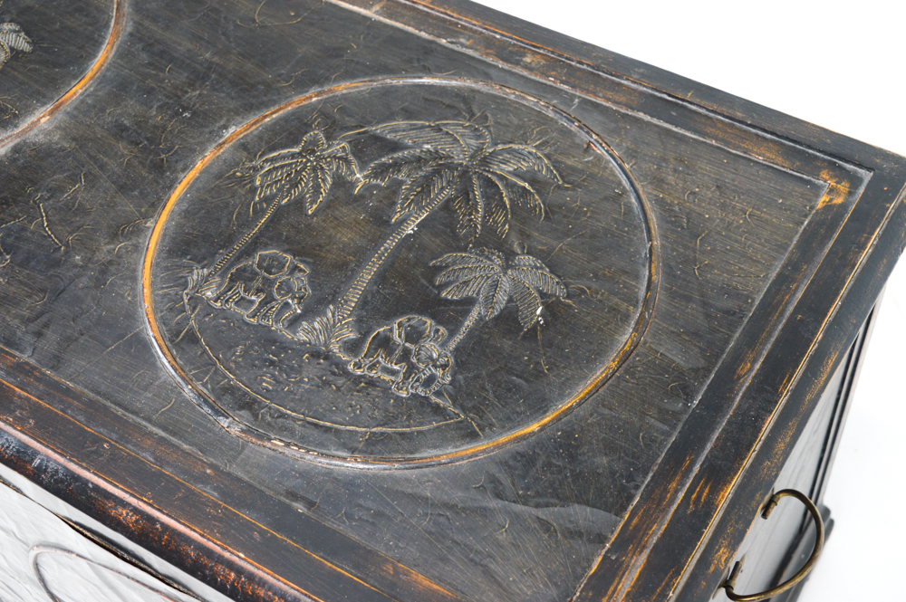 Tropical-Inspired Wooden Chest